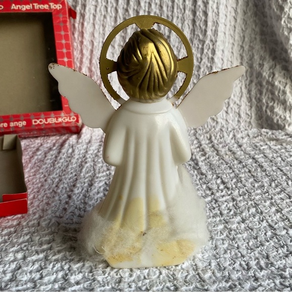 Vintage Double Glo Angel tree topper hard Plastic Glittered Angel Tree Topper - Picture 4 of 10